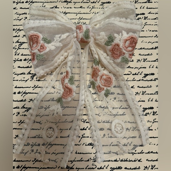 Accessories - Rose lace hair bow-long length